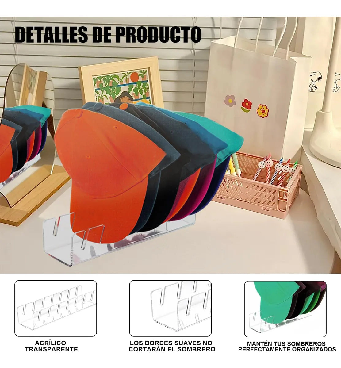 Organizador de Gorras Acrílico-Estilo Elegante Siempre