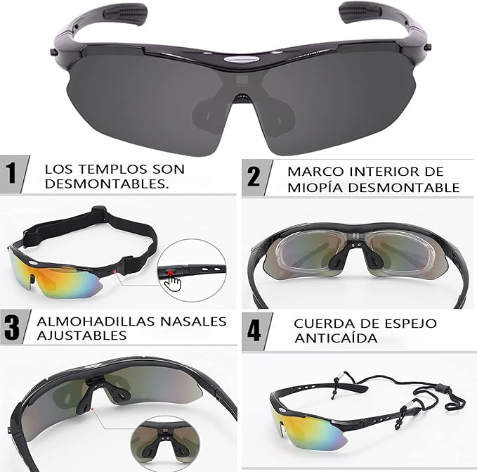 GAFAS DEPORTIVAS Tipo Militar x 5 lentes Intercambiables🕶️